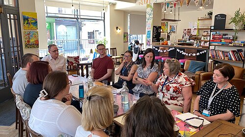 Ian Sollom and several other people at the PIP Forum in St Neots Citizens Hub