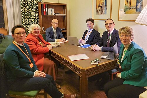 Ian Sollom MP meeting government officials about the Arthur Rank Hospice funding cuts