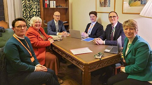 Ian Sollom MP meeting government officials about the Arthur Rank Hospice funding cuts