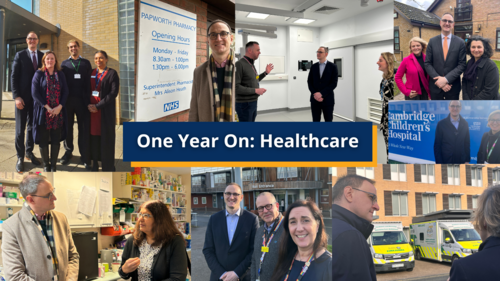 A compilation of images of Ian in healthcare settings in his first year as an MP