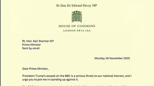 Top of Ed Davey's letter to the Prime Minister