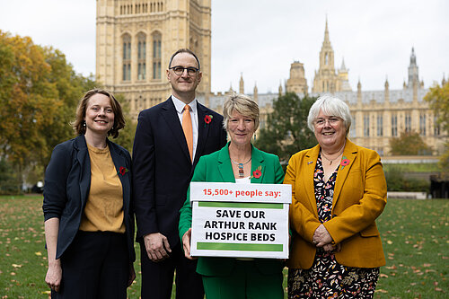 Ian Sollom MP along with other Cambridgeshire Lib Dem MPs, presenting the Arthur Rank Hospice petition to save their palliative care beds