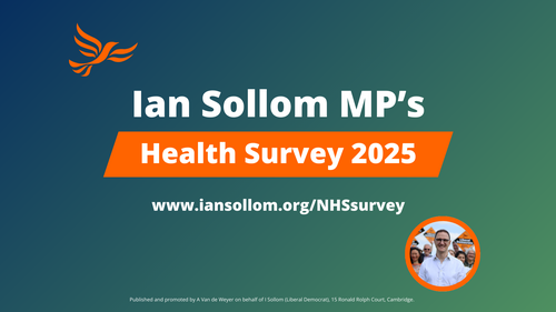 A graphic saying "Ian Sollom MP's Health Survey 2025" with a link to the survey